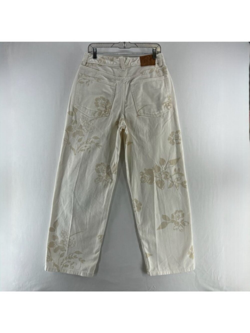 Vans Sirelle Floral High Waisted Mom Jeans Womens 29 Wide Leg Cotton Ecru Cream - Picture 2 of 14